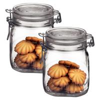 Weckpot/inmaakpot - 2x - 750 ML - glas - met beugelsluiting - luchtdicht - 10 x 13 cm