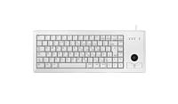 CHERRY Compact Keyboard G84-4400, internationale indeling, QWERTY-toetsenbord, bedraad toetsenbord, mechanisch toetsenbord, geïntegreerde optische trackball plus 2 muisknoppen, lichtgrijs