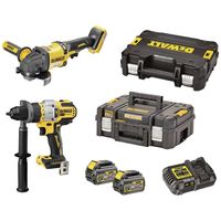 DEWALT DCK2016T2T-QW DCK2016T2T-QW Gereedschapsset Accu-klop/schroefmachine, Haakse accuslijper, Accu, Acculader 7-delig