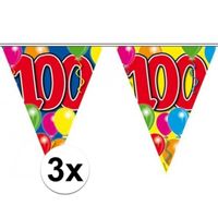 3x Leeftijd vlaggenlijn 100 jaar 10 meter - thumbnail