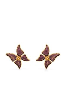 Saint Laurent Pre-Owned boucles d'oreilles clips à motif papillon (années 1980) - Violet