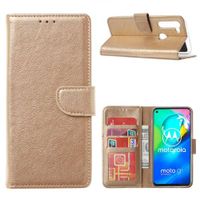 Book Cover Motorola Moto G8 Power Goud met Standaard - thumbnail