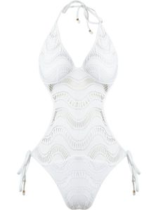 Amir Slama cut out pattern swimsuit - Blanc