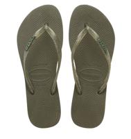 Havaianas Havaianas - Slim logo metallic Groen Rubber Teenslippers Dames - thumbnail