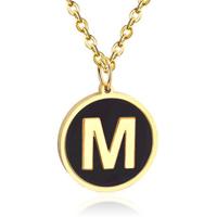 Goudkleurige Dames Schakelketting met Zwarte Kettinghanger Letter M