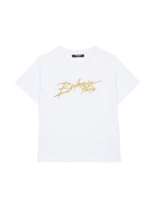 Balmain Kids t-shirt en coton à logo brodé - Blanc