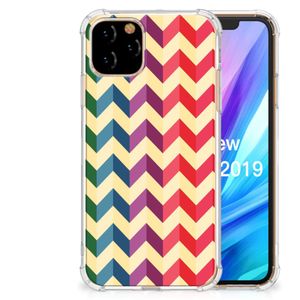 Apple iPhone 11 Pro Doorzichtige Silicone Hoesje Zigzag Multi Color