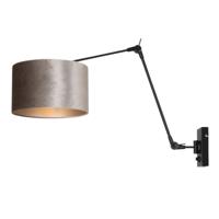 Steinhauer Wand Leeslamp Prestige Chic zwart met 30cm taupe velourse kap 8122ZW - thumbnail