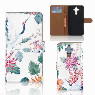 Huawei Mate 9 Telefoonhoesje met Pasjes Bird Flowers