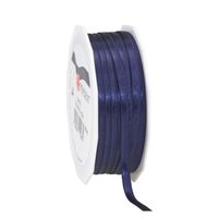 1x Luxe donkerblauwe satijnen lint rollen 0,6 cm x 50 meter cadeaulint verpakkingsmateriaal   -