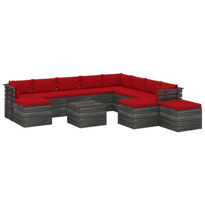 vidaXL 12-delige Loungeset met kussens pallet massief grenenhout vidaXL 12-delige Loungeset met kussens pallet massief grenenhout