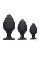 Rippled Butt Plug Set - Black - thumbnail