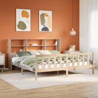 vidaXL Bed met boekenkast zonder matras massief grenenhout 180x200 cm