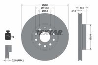 Remschijf TEXTAR, Remschijftype: Binnen geventileerd, u.a. für VW, Skoda, Audi, Seat, Cupra