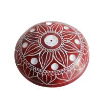 Rode Gorara Steen Wierookhouder met Mandala Bloem Design