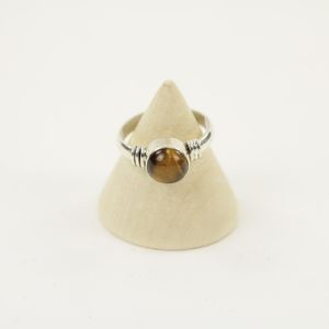 Zilveren Ring met Tijgeroog Maat 16,5 (Sterling Zilver 925)