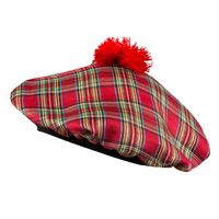 Boland Carnaval verkleed hoed/baret in Schotse ruit - rood - polyester - heren - Schotland   -