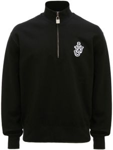 JW Anderson logo-embroidered half-zip sweatshirt - Noir