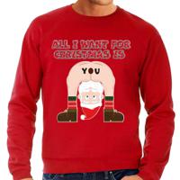 Foute Kersttrui/sweater voor heren - All I Want is - rood - blote kont - kerstman - thumbnail