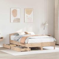 vidaXL Bedframe met Hoofdbord Massief Grenenhout 120x190 cm, Twijfelaar Bed, Bedbodem, Slaapkamermeubel