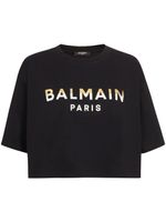 Balmain t-shirt crop à logo imprimé - Noir