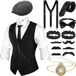 Retro vintage Roaring jaren '20 Jaren 1920 Outfits Hesje Vest Panamahoed Accessoireset The Great Gatsby Charleston Heer Voor heren Modieus Kerstmis Schoolfeest Festival Ves Lightinthebox