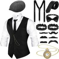 Retro vintage Roaring jaren '20 Jaren 1920 Outfits Hesje Vest Panamahoed Accessoireset The Great Gatsby Charleston Heer Voor heren Modieus Kerstmis Schoolfeest Festival Ves Lightinthebox - thumbnail