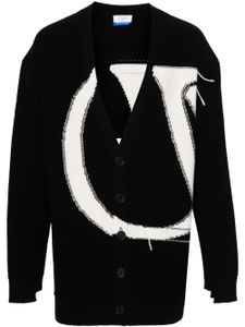 Off-White logo-intarsia wool cardigan - Noir