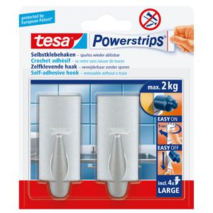 tesa POWERSTRIPS® Zelfklevende haak Large Trend Chroom (mat) Inhoud: 2 stuk(s)