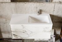 Mondiaz Kivi badmeubel wit marmer mat 100 cm 2 lades solid surface enkele spoelbak rechts 1 kraangat Mondiaz Kivi badmeubel wit marmer mat 100 cm 2 lades solid surface enkele spoelbak rechts 1 kraangat