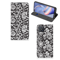 OPPO Reno4 Z 5G Smart Cover Black Flowers - thumbnail