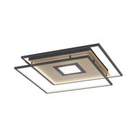 Paul Neuhaus Landelijke led plafondlamp Q-Amira Square zwart met goud 8379-18 - thumbnail