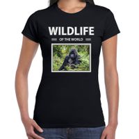 Gorilla aap t-shirt met dieren foto wildlife of the world zwart voor dames