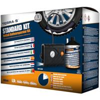 TERRA-S T56001 Reparatieset voor bandenpech, standaarduitrusting, nooduitrusting, met afdichtmiddel en bandenpomp, geschikt voor auto's en andere motorvoertuigen, reparatie in 15 minuten