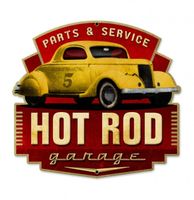 Hot Rod Garage Parts and Service Zwaar Metalen Bord