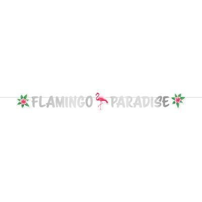 Amscan letterslinger flamingo 135 cm karton zilver/roze/groen Amscan letterslinger flamingo 135 cm karton zilver/roze/groen