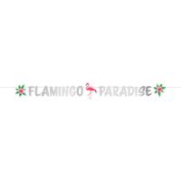 Amscan letterslinger flamingo 135 cm karton zilver/roze/groen