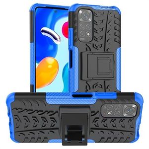 Antislip Xiaomi Redmi Note 11/11S Hybride Case met Standaard - Blauw / Zwart