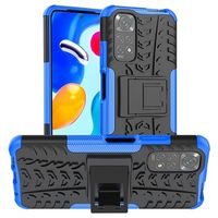 Antislip Xiaomi Redmi Note 11/11S Hybride Case met Standaard - Blauw / Zwart - thumbnail