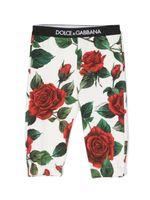 Dolce & Gabbana Kids legging à roses imprimées - Blanc