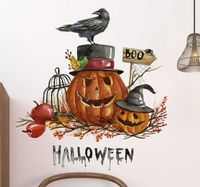 Muursticker Halloween Griezelige Pompoenen