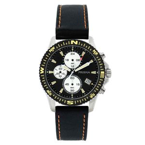 Prisma P.2035 Horloge Chrono Explorer Sport staal-leder zilverkleurig-zwart 44,5 mm