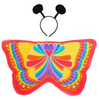 Vlinder verkleed set - vleugels en diadeem - multi kleur - kinderen - carnaval verkleed accessoires