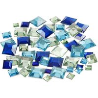 1080x Hobby materiaal vierkante glitter steentjes blauw mix   - - thumbnail