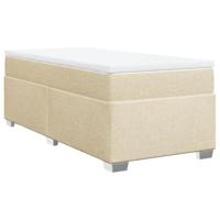 vidaXL Boxspring met matras stof crèmekleurig 90x190 cm, boxspring, ledikant, bedframe, bed, boxspring bed, bedbodem, seniorenbed, senioren bed