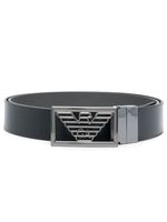 Emporio Armani ceinture à plaque logo - Noir