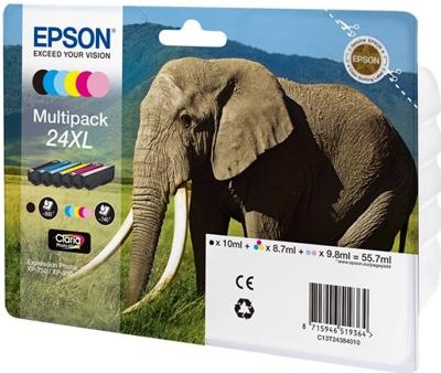 Epson Elephant Multipack 6-colours 24XL Claria Photo HD Ink