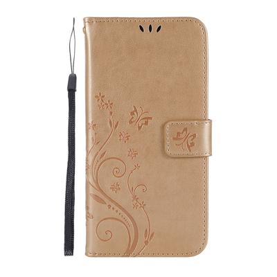 Shop4 - Samsung Galaxy A20e Hoesje - Wallet Case Vlinder Patroon Goud