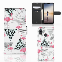 Huawei P20 Lite Telefoonhoesje met Pasjes Flamingo Triangle - thumbnail