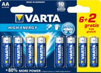 AA Batterijen Varta High Energy, 6+2 stuks in blister